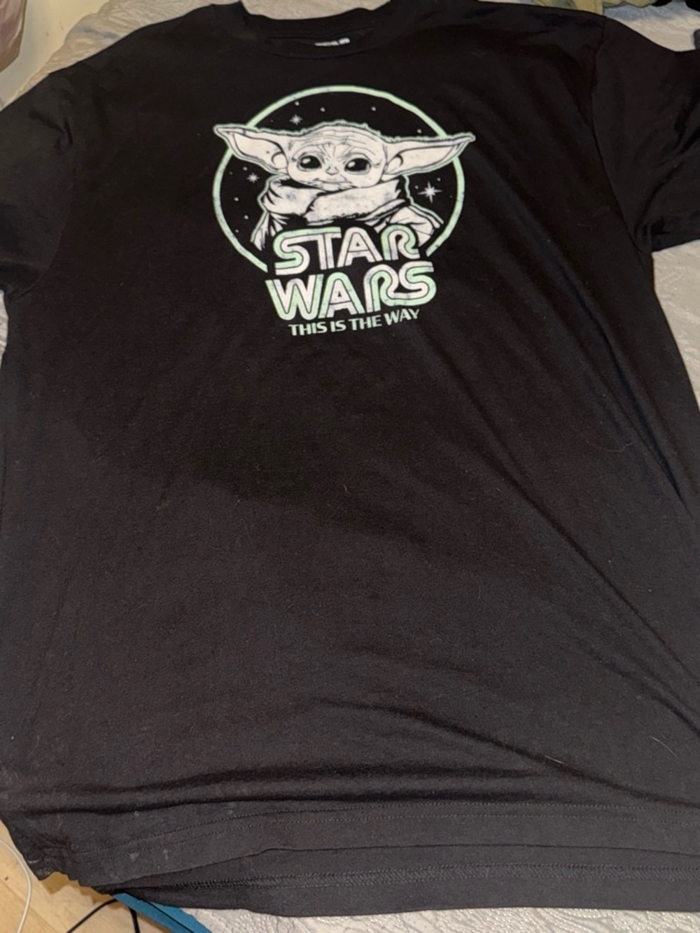 MAD Engine Black Star Wars Grogu Graphic Tee with Mint Accents